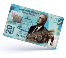 Load image into Gallery viewer, AMLO - Credit Card Skin Cover Vinyl Stickers (4 Pack) - Mexican PRESIDENT 20 Pesos