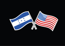 Load image into Gallery viewer, Honduras & USA Unity Flags Decal Car Window Vinyl Sticker Catracho USA Trucking