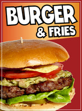 Load image into Gallery viewer, Burger & Fries Sticker Window Sticker Truck Concession Vinyl Restaurant Wall poster Sticker Food Decal