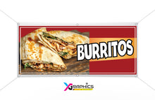 Load image into Gallery viewer, Burritos Vinyl Banner advertising Sign Full color indoor outdoor Mexican Food