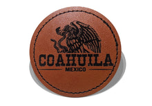 Load image into Gallery viewer, Coahuila Faux Leather Patch - Brown Leather Iron-On for Jackets, Vests Aguilar Mexican Flag Eagle Aguilar Mexicana COAH 2.5"