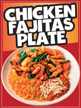 Load image into Gallery viewer, Chicken Fajitas Plate Sticker Window Decal Truck Concession Vinyl Restaurant Wall poster Sticker Food Decal Sign