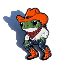 Load image into Gallery viewer, Cowboy Frog Pin For Caps And Clothing Enamel Badge Frog Brooches Western backpack Embellishments