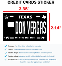 Load image into Gallery viewer, Don Vergas Credit Card Skin Cover Vinyl Stickers (4 Pack) -Texas Sticker Don Vergas