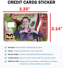 Load image into Gallery viewer, Claudia Sheinbaum Credit Card Skin Cover Vinyl Stickers (4 Pack) - Mexican PRESIDENT 20 Pesos Red
