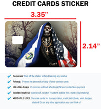 Load image into Gallery viewer, Santa Muerte Credit Card Skin Cover Vinyl Stickers (4 Pack) - Holy Death with El Salvador & USA Flag Sticker Salvadorian