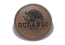 Load image into Gallery viewer, Durango Faux Leather Patch - Brown Leather Iron-On for Jackets, Vests Aguilar Mexican Flag Eagle Aguilar Mexicana DGO 2.5"