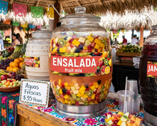 Load image into Gallery viewer, Ensalada Vinyl Sticker Aguas Frescas Vitrolero sticker Fruit Mix Sticker Water Jar decal 3x10in