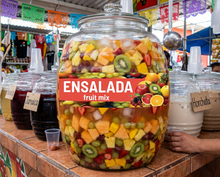 Load image into Gallery viewer, Ensalada Vinyl Sticker Aguas Frescas Vitrolero sticker Fruit Mix Sticker Water Jar decal 3x10in