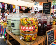 Load image into Gallery viewer, Ensalada Vinyl Sticker Aguas Frescas Vitrolero sticker Fruit Mix Sticker Water Jar decal 3x10in