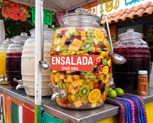 Load image into Gallery viewer, Ensalada Vinyl Sticker Aguas Frescas Vitrolero sticker Fruit Mix Sticker Water Jar decal 3x10in