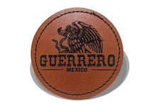 Load image into Gallery viewer, Guerrero Faux Leather Patch - Brown Leather Iron-On for Jackets, Vests Aguilar Mexican Flag Eagle Aguilar Mexicana GRO 2.5"