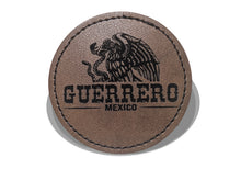 Load image into Gallery viewer, Guerrero Faux Leather Patch - Brown Leather Iron-On for Jackets, Vests Aguilar Mexican Flag Eagle Aguilar Mexicana GRO 2.5"