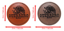 Load image into Gallery viewer, Guerrero Faux Leather Patch - Brown Leather Iron-On for Jackets, Vests Aguilar Mexican Flag Eagle Aguilar Mexicana GRO 2.5"