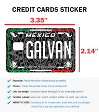 Load image into Gallery viewer, Galvan Credit Card Skin Cover Vinyl Stickers (4 Pack) -Mexican Decal Mexico Car Plate adhesive Galvan
