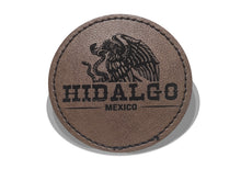 Load image into Gallery viewer, Hidalgo Faux Leather Patch - Brown Leather Iron-On for Jackets, Vests Aguilar Mexican Flag Eagle Aguilar Mexicana HGO 2.5"