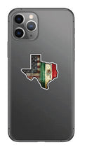 Load image into Gallery viewer, Texas Map w/ USA & Mexican Flags Decal Car Window Vinyl Sticker