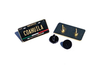 Load image into Gallery viewer, Coahuila Car Plate Pin For Caps And Clothing Enamel Badge Pin COAH Black Plate Mexico plate Pin Mexican Pin