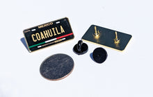 Load image into Gallery viewer, Coahuila Car Plate Pin For Caps And Clothing Enamel Badge Pin COAH Black Plate Mexico plate Pin Mexican Pin