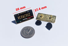 Load image into Gallery viewer, Veracruz Car Plate Pin For Caps And Clothing Enamel Badge Pin VER Black Plate Mexico plate Pin Mexican Pin