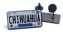 Load image into Gallery viewer, Chihuahua Car Plate Pin For Caps And Clothing Enamel Badge Pin CHIH Original Mexico plate Pin Mexican Pin
