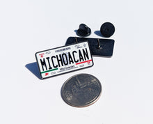Load image into Gallery viewer, Michoacan Car Plate Pin For Caps And Clothing Enamel Badge Pin MICH Original Mexico plate Pin Mexican Pin Michoacan Pin