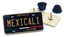 Load image into Gallery viewer, Mexicali Car Plate Pin For Caps And Clothing Enamel Badge Pin Baja California Black Plate Mexico plate Pin Mexican Pin Mexicali Pin