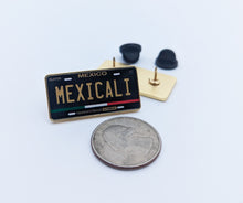 Load image into Gallery viewer, Mexicali Car Plate Pin For Caps And Clothing Enamel Badge Pin Baja California Black Plate Mexico plate Pin Mexican Pin Mexicali Pin