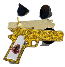 Load image into Gallery viewer, Gun Virgin MaryPin For Caps And Clothing Enamel Badge Pin Firearm with Virgen Maria Pin Gun Pin Guadalupe Pin Arma Pin