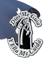 Load image into Gallery viewer, Pin Santa Muerte Pin for Caps Clothing Enamel Badge Dios me Guia Pin Holy Death Pin