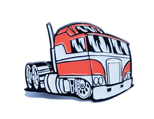 Load image into Gallery viewer, Pin Orange 18 Wheeler for Caps Clothing Enamel Badge Pin Red trailer Box Truck