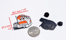 Load image into Gallery viewer, Pin Orange 18 Wheeler for Caps Clothing Enamel Badge Pin Red trailer Box Truck