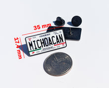 Load image into Gallery viewer, Michoacan Car Plate Pin For Caps And Clothing Enamel Badge Pin MICH Original Mexico plate Pin Mexican Pin Michoacan Pin