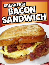 Load image into Gallery viewer, Breakfast Bacon Sandwich Sign Decal Window Sticker Food Truck Concession Vinyl Restaurant Sign