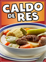 Load image into Gallery viewer, Caldo de Res Sign Decal Window Sticker Truck Concession Vinyl Restaurant Mexican Food Sign Sticker