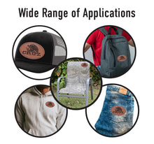 Load image into Gallery viewer, Cruz Faux Leather Patch – 3x2" Brown Leather Iron-On for Jackets, Vests Cruz Mexican Flag Eagle Aguilar Mexicana