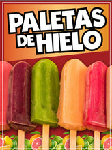 Load image into Gallery viewer, Paletas de Hielo Sticker Window Decal Truck Concession Vinyl Wall poster Sticker Ice Popsicle Sign Bolis