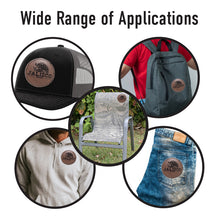 Load image into Gallery viewer, Jalisco Faux Leather Patch - Brown Leather Iron-On for Jackets, Vests Aguilar Mexican Flag Eagle Aguilar Mexicana JAL 2.5"