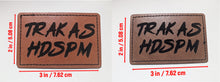 Load image into Gallery viewer, Trakas HDSPM Faux Leather Patch – 3x2" Brown Leather Iron-On for Jackets, Vests