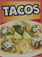 Load image into Gallery viewer, Tacos PERFORATED Window Graphic Decal Sticker Perforated Vinyl Mexican Food