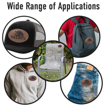 Load image into Gallery viewer, Valdez Faux Leather Patch – 3x2" Brown Leather Iron-On for Jackets, Vests Valdez Mexican Flag Eagle Aguilar Mexicana