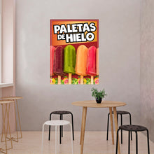 Load image into Gallery viewer, Paletas de Hielo Sticker Window Decal Truck Concession Vinyl Wall poster Sticker Ice Popsicle Sign Bolis