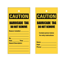 Load image into Gallery viewer, Yellow Tags Caution Tag,2.6" X 5.60" In, Pk 100 Barricade Cardstock Paper Tag