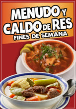 Load image into Gallery viewer, Menudo y Caldo de Res Sticker Window Decal Food Truck Concession Vinyl Restaurant Wall poster Sticker Food Decal