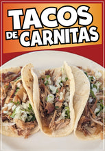 Load image into Gallery viewer, Tacos de Carnitas Sticker Window Decal Truck Concession Vinyl Restaurant Wall poster Sticker Mexican Food Decal (Copy)