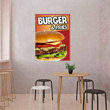Load image into Gallery viewer, Burger & Fries Sticker Window Sticker Truck Concession Vinyl Restaurant Wall poster Sticker Food Decal