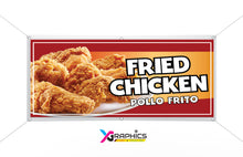 Load image into Gallery viewer, Fried Chicken Vinyl Banner advertising Sign Full color indoor outdoor Pollo