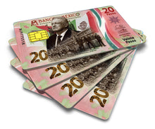 Load image into Gallery viewer, AMLO - Credit Card Skin Cover Vinyl Stickers (4 Pack) - Mexican PRESIDENT 20 Pesos Red