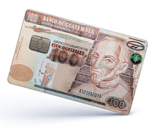 Load image into Gallery viewer, Guatemala Bill Credit Card Skin Cover Vinyl Stickers (4 Pack) - Guatemalan 100 Quetzales Decal Chapin Sticker