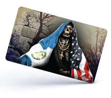 Load image into Gallery viewer, Santa Muerte Credit Card Skin Cover Vinyl Stickers (4 Pack) - Holy Death with Guatemala & USA Flag Sticker Guatemalan